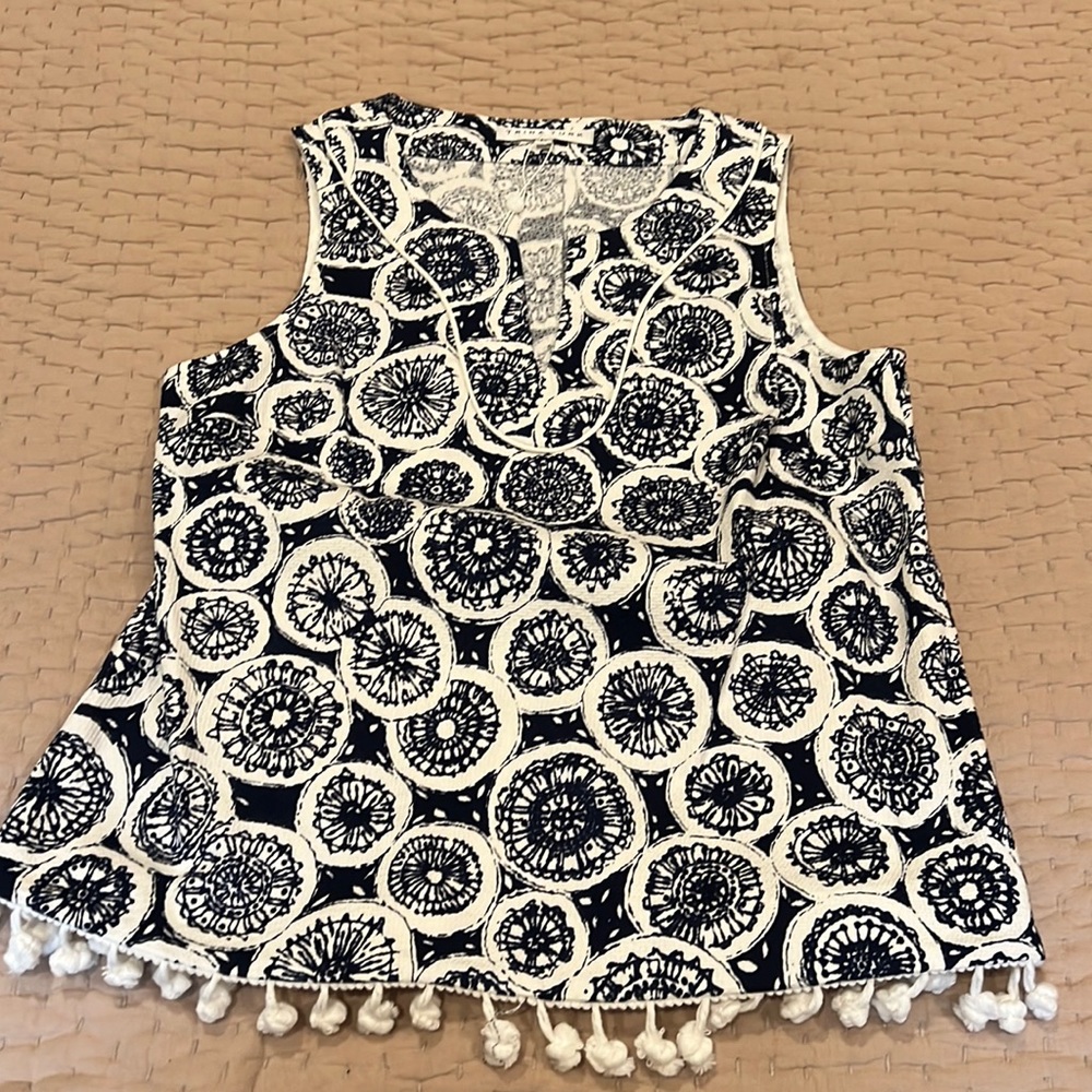 Trina Turk new navy & white blouse- tags still on